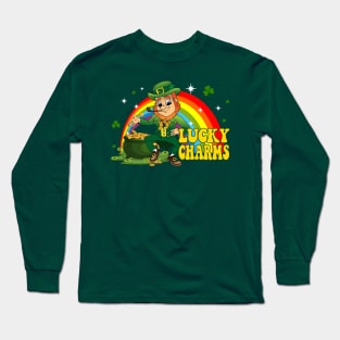 Funny Lucky Charms, Leprechaun St Patricks Day Rainbow Long Sleeve T-Shirt